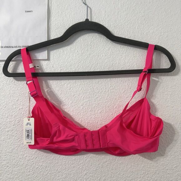 Aerie Smoothez Hot Pink Unlined Underwire Full Coverage Bra Size 34D Stretch NWT - Picture 2 of 3